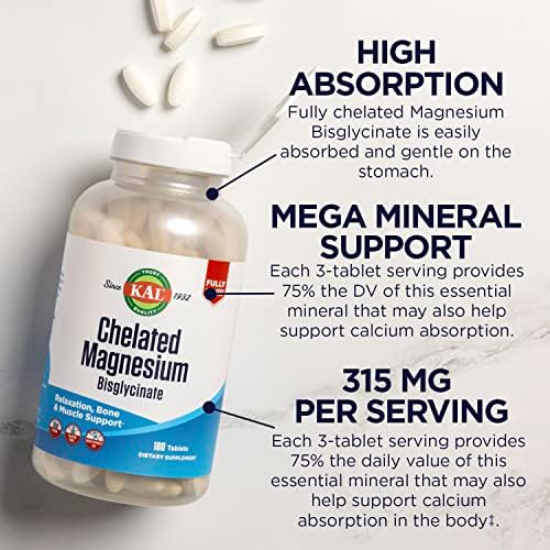 KAL Magnesio Bisglicinato Quelado, Suplemento para Relajación, Salud Ósea y Soporte Muscular, Alta Absorción, Vegano, Sin Gluten, 180 Tabletas - imagen 4