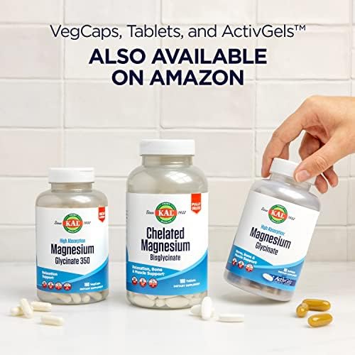 KAL Magnesio Bisglicinato Quelado, Suplemento para Relajación, Salud Ósea y Soporte Muscular, Alta Absorción, Vegano, Sin Gluten, 180 Tabletas - imagen 6