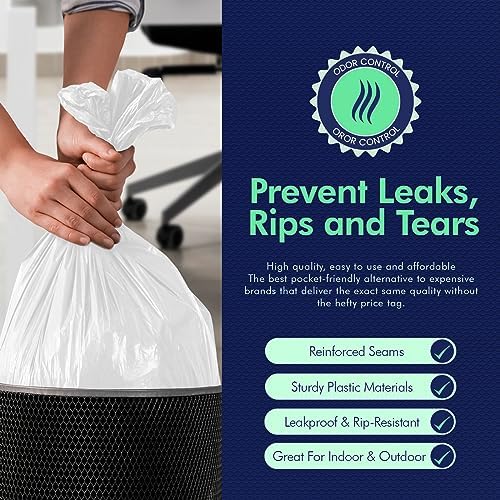 Bolsas de Basura PAMI Medianas de 8 Galones, Paquete de 100, Blancas - Resistentes y Multiusos para Cocina, Baño y Oficina, 1ft x 2ft - imagen 4