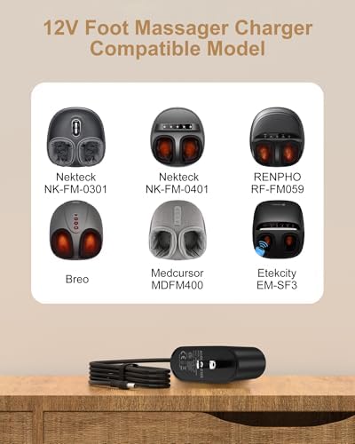 Cargador de 12V para Masajeador de Pies vhbw, Compatible con Nekteck, RENPHO, Breo, Snailax, Medcursor, Etekcity y MOUNTRAX - imagen 2