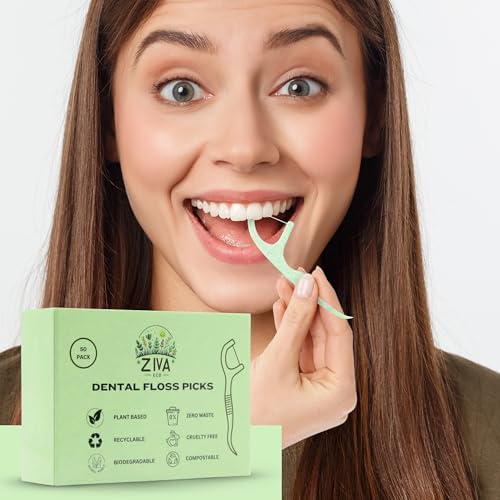 Palillos de Hilo Dental Ecológicos Ziva – Biodegradables de Menta, Sin PFAS y Sin Plástico | Hilo Resistente | Mango de Maíz Irrompible para Dientes - imagen 3