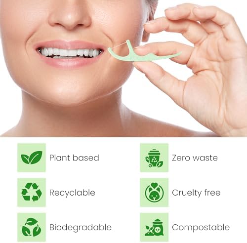 Palillos de Hilo Dental Ecológicos Ziva – Biodegradables de Menta, Sin PFAS y Sin Plástico | Hilo Resistente | Mango de Maíz Irrompible para Dientes - imagen 6