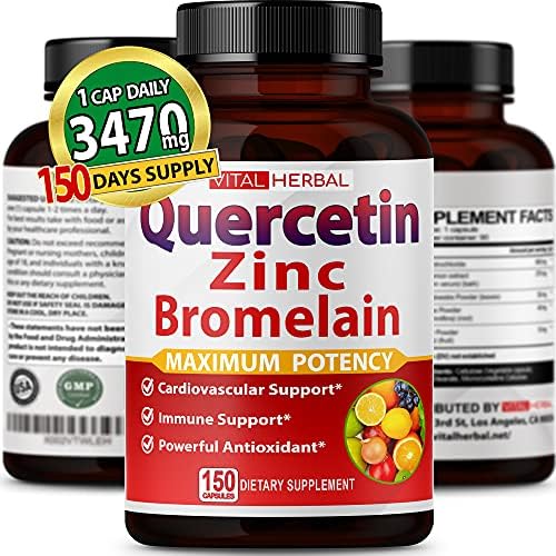 Cápsulas de Quercetina Premium 98% con Bromelina y Té Verde Ashwagandha - Potencia Máxima para Salud, Fuerza y Energía - Suministro para 90 Días - imagen 1