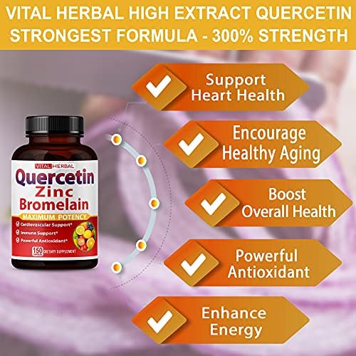 Cápsulas de Quercetina Premium 98% con Bromelina y Té Verde Ashwagandha - Potencia Máxima para Salud, Fuerza y Energía - Suministro para 90 Días - imagen 4