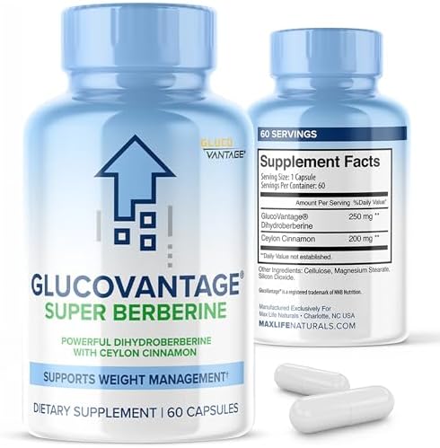 MAXLIFE NATURALS Dihidroberberina Glucovantage ® Super Berberina 250mg + Canela de Ceilán 200mg 60 Cápsulas – Suplemento de Salud Cardiovascular y - imagen 1