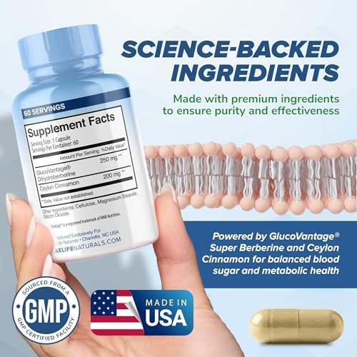 MAXLIFE NATURALS Dihidroberberina Glucovantage ® Super Berberina 250mg + Canela de Ceilán 200mg 60 Cápsulas – Suplemento de Salud Cardiovascular y - imagen 5