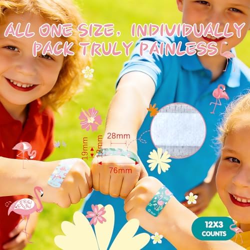 Curitas de Silicona Hysimedy para Niños con Piel Sensible, Impermeables, No Tóxicas, Sin Látex, Hipoalergénicas, 36 Piezas, Patrón de Flamenco, 3/4x3 - imagen 2