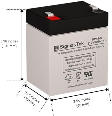 Batería Compatible SigmasTek Liftmaster 485LM, 12V 5Ah F1 - imagen 2