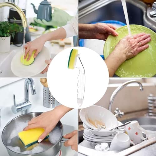 Recargas para Esponja de Lavado de Trastes, Esponja con Mango, Paquete de Reemplazo No Rascante para Dishwand, Pads para Limpiar con Dispensador de - imagen 4