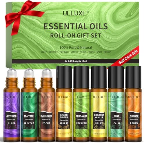 Set de Aceites Esenciales Roll-On (Paquete de 8) 8 Aromas Relajantes, Regalos de Cuidado Personal para Mujeres, Mezclas Naturales de Aromaterapia, - imagen 1