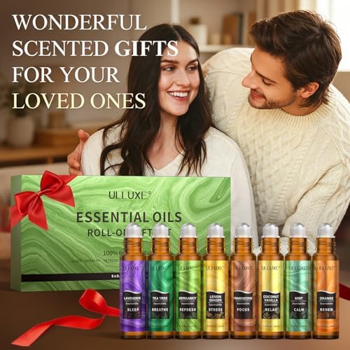 Set de Aceites Esenciales Roll-On (Paquete de 8) 8 Aromas Relajantes, Regalos de Cuidado Personal para Mujeres, Mezclas Naturales de Aromaterapia, - imagen 2
