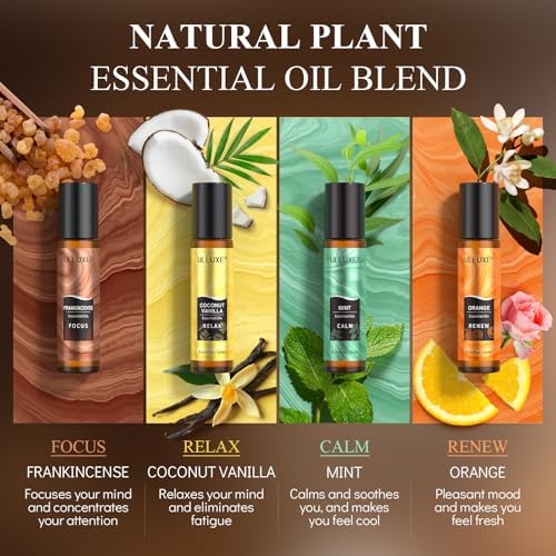 Set de Aceites Esenciales Roll-On (Paquete de 8) 8 Aromas Relajantes, Regalos de Cuidado Personal para Mujeres, Mezclas Naturales de Aromaterapia, - imagen 6