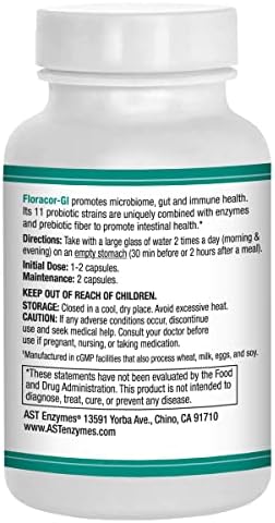 AST Enzymes Floracor - Apoya la Salud Intestinal y Digestiva - Fórmula Premium de Probióticos, Prebióticos y Enzimas - 60 Cápsulas Vegetarianas - imagen 2