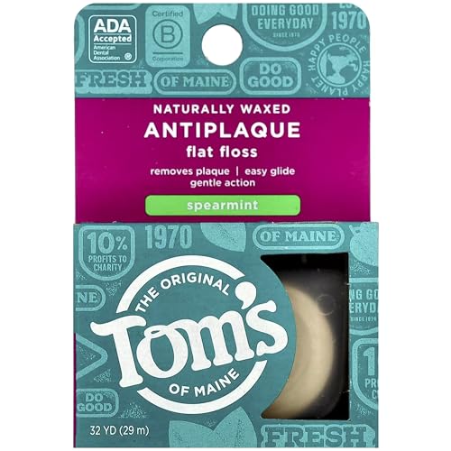 Hilo Dental Natural Antiplaca Cera Tom's of Maine, Menta, 32 Yardas, Paquete de 2 - imagen 1