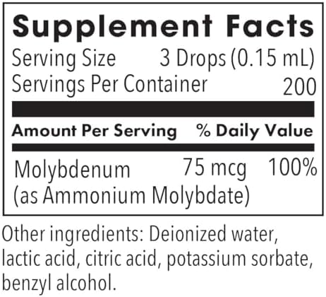 Suplemento Líquido de Molibdeno Allergy Research Group - Apoyo al Metabolismo del Azufre, Detox, Ácido Úrico, Minerales Traza, 25mcg en Gotas - 1 Fl - imagen 3