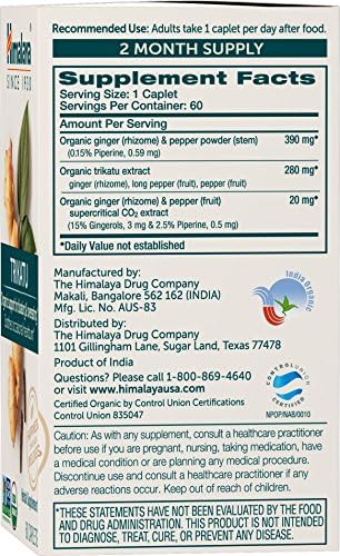 Himalaya Trikatu Orgánico, Suplemento Digestivo de 60 Días - Alivio de Distensión, Acidez e Indigestión - Vegano, Libre de Gluten, 60 Tabletas - imagen 2