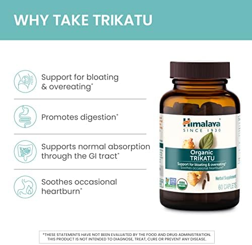 Himalaya Trikatu Orgánico, Suplemento Digestivo de 60 Días - Alivio de Distensión, Acidez e Indigestión - Vegano, Libre de Gluten, 60 Tabletas - imagen 4