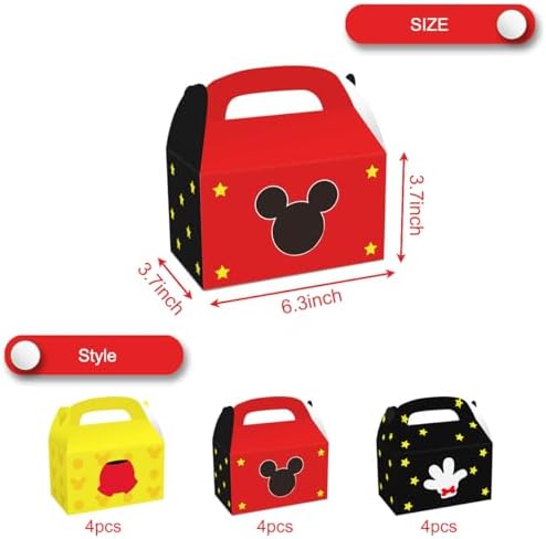 Caja de Regalo OULUN con 12 Piezas de Ratón de Caricatura, 3 Estilos de Favor de Fiesta para Cumpleaños de Niños, Decoraciones y Suministros - imagen 2