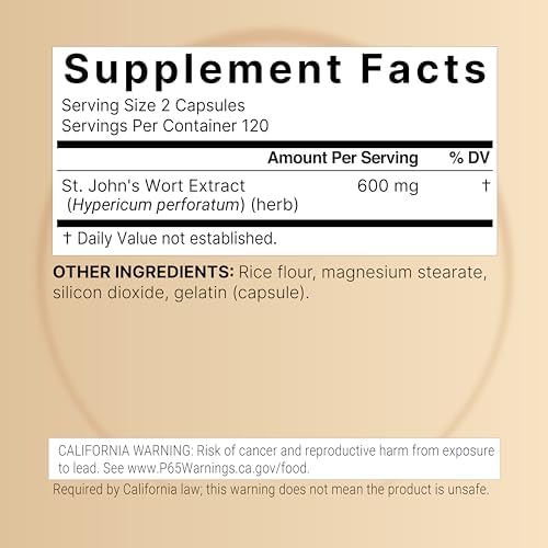Extracto de Hierba de San Juan NatureBell, 240 Cápsulas – 600 mg por Porción – No OGM, Fabricado bajo cGMP - imagen 2