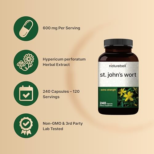 Extracto de Hierba de San Juan NatureBell, 240 Cápsulas – 600 mg por Porción – No OGM, Fabricado bajo cGMP - imagen 3