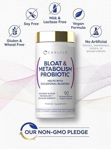 Carlyle Probiótico para la Hinchazón y Metabolismo | 90 Cápsulas | Alivio de Hinchazón | Apoyo Energético y de Azúcar | Vegano, No GMO, Sin Gluten - imagen 5