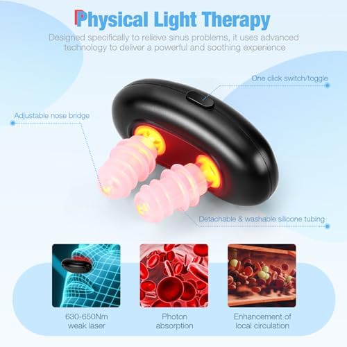 Dispositivo de Terapia Nasal con Luz Roja, 3 Modos de Terapia, Portátil para Aliviar Sequedad Nasal y Malestar Sinusal - imagen 3