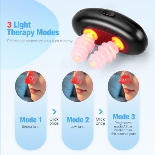 Dispositivo de Terapia Nasal con Luz Roja, 3 Modos de Terapia, Portátil para Aliviar Sequedad Nasal y Malestar Sinusal - imagen 5