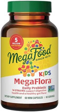 MegaFood MegaFlora Probioticos para Niños - 5 Mil Millones de CFUs - No GMO, Vegetariano, Sin 9 Alergenos Alimentarios - 60 Mini Cápsulas (60 - imagen 1