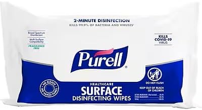 Toallitas Desinfectantes PURELL Healthcare, 72 Toallitas/Paquete, Desinfección de Superficies - imagen 1