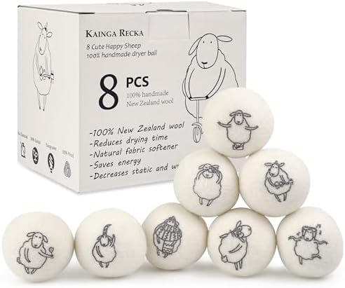 Pelotas de Secadora de Lana, 8 Piezas con Ovejas Felices - Hechas a Mano de Lana 100% de Nueva Zelanda, Orgánicas y Reutilizables, Sin Químicos, - imagen 1