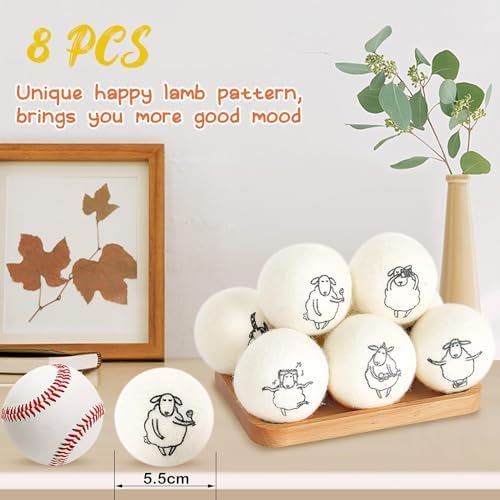 Pelotas de Secadora de Lana, 8 Piezas con Ovejas Felices - Hechas a Mano de Lana 100% de Nueva Zelanda, Orgánicas y Reutilizables, Sin Químicos, - imagen 2