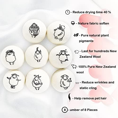 Pelotas de Secadora de Lana, 8 Piezas con Ovejas Felices - Hechas a Mano de Lana 100% de Nueva Zelanda, Orgánicas y Reutilizables, Sin Químicos, - imagen 3