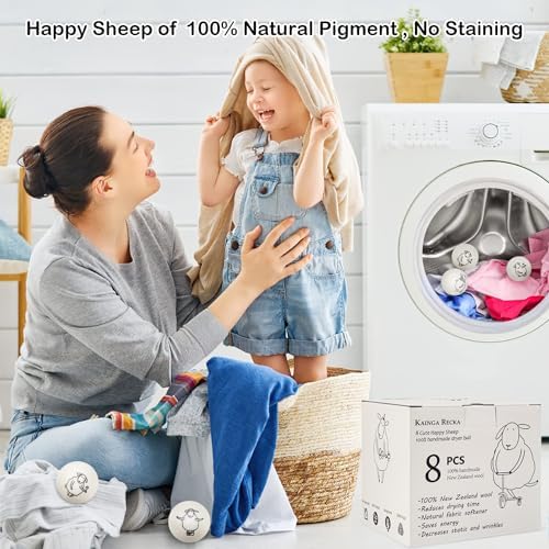 Pelotas de Secadora de Lana, 8 Piezas con Ovejas Felices - Hechas a Mano de Lana 100% de Nueva Zelanda, Orgánicas y Reutilizables, Sin Químicos, - imagen 4