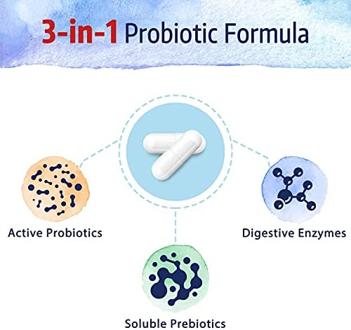 Bonawell Probióticos 120 Mil Millones CFU, 32 Cepas con Prebióticos y Enzimas Digestivas, Probiótico Diario 3 en 1, 30 Cápsulas Veganas - imagen 4