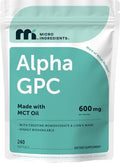 Micro Ingredients Alpha GPC 600mg con Aceite MCT, 240 Softgels – Suplemento de Colina Bioavailable con Creatina Monohidratada y Melena de León – No - imagen 1