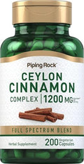 Cápsulas de Canela de Ceilán Piping Rock | 200 Unidades | Suplemento Herbal Complejo para Hombres y Mujeres | Vegetariano, Sin OGM, Sin Gluten - imagen 1