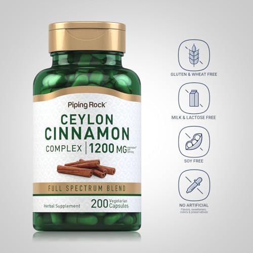 Cápsulas de Canela de Ceilán Piping Rock | 200 Unidades | Suplemento Herbal Complejo para Hombres y Mujeres | Vegetariano, Sin OGM, Sin Gluten - imagen 3