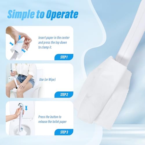 Ayuda Innovadora para Limpiar, Asistente de 16.5 con Pinza Firme, Herramienta para Limpiar el Trasero con Cabezal Reemplazable para Mujeres, Hombres, - imagen 3