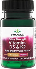 Swanson Suplemento Extra Fuerte D3 y K2 5,000 IU y 100 mcg - 60 Cápsulas Veganas - imagen 1