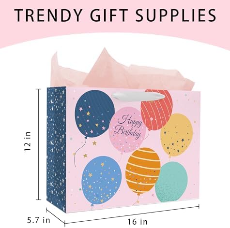Bolsas de Regalo Nihuecne de 16 Extra Grandes para Cumpleaños, 4 Paquetes con Papel de Seda, 4 Diseños con Asas - imagen 2