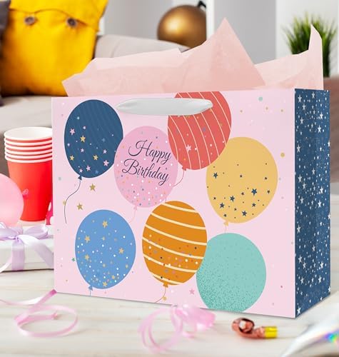 Bolsas de Regalo Nihuecne de 16 Extra Grandes para Cumpleaños, 4 Paquetes con Papel de Seda, 4 Diseños con Asas - imagen 7