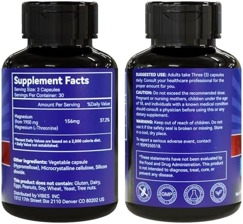 Suplemento de Magnesio L-Treonina 1900mg | Cápsulas de Magnesio de Alta Absorción para Soporte Óseo y Muscular | Fórmula Premium de 90 Contenidos - imagen 2