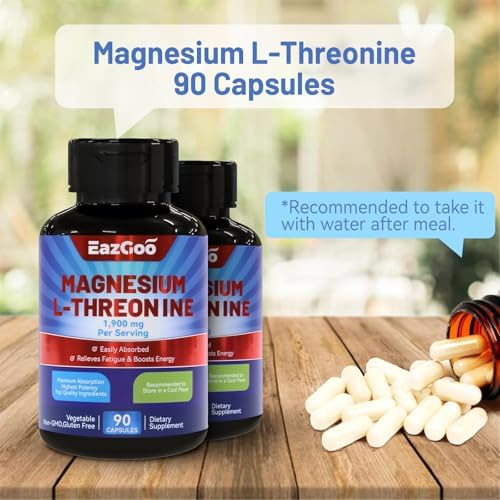 Suplemento de Magnesio L-Treonina 1900mg | Cápsulas de Magnesio de Alta Absorción para Soporte Óseo y Muscular | Fórmula Premium de 90 Contenidos - imagen 6