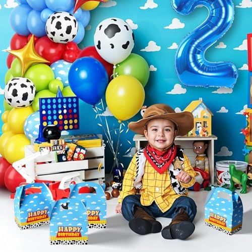 Cajas de Favor de Cumpleaños Ragnhild de 16 Pcs con Diseño de Vaca, Cajas de Regalo de Papel Kraft para Decoraciones de Fiesta Infantil, Nubes y - imagen 4