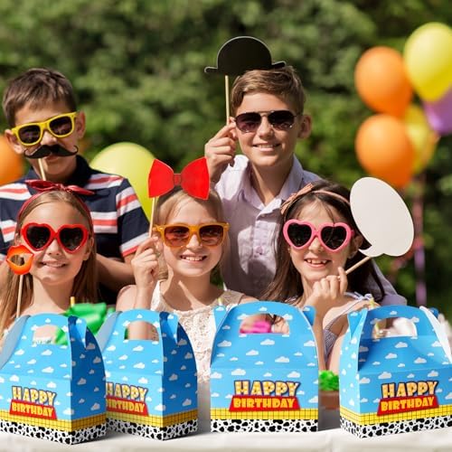 Cajas de Favor de Cumpleaños Ragnhild de 16 Pcs con Diseño de Vaca, Cajas de Regalo de Papel Kraft para Decoraciones de Fiesta Infantil, Nubes y - imagen 5