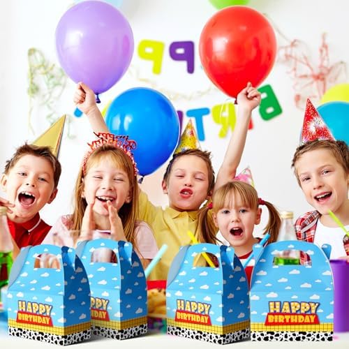 Cajas de Favor de Cumpleaños Ragnhild de 16 Pcs con Diseño de Vaca, Cajas de Regalo de Papel Kraft para Decoraciones de Fiesta Infantil, Nubes y - imagen 6
