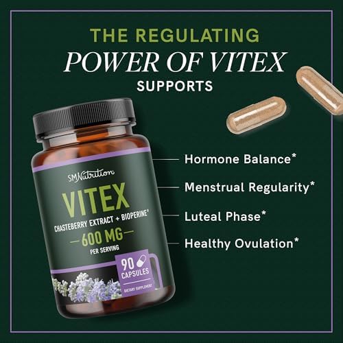 Suplemento de Vitex Chasteberry 600mg | Agnus Castus para el Equilibrio Hormonal Femenino, Menopausia, Regularidad Menstrual y Acné Hormonal* | 90 - imagen 2