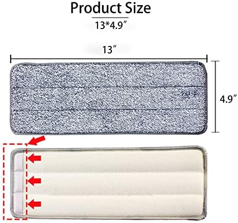 Paquete de 10 almohadillas de mopa de 13 x 4.9 reutilizables, compatibles con la mayoría de mopas planas de 11-13 con gancho y bucle. - imagen 3