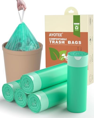 Bolsas de Compostaje Pequeñas de 1.2 Galones, 125 Piezas, AYOTEE, Bolsas de Basura Compostables Resistentes para Baño, Cocina y Oficina, 4.5-5 Litros - imagen 1