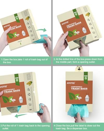 Bolsas de Compostaje Pequeñas de 1.2 Galones, 125 Piezas, AYOTEE, Bolsas de Basura Compostables Resistentes para Baño, Cocina y Oficina, 4.5-5 Litros - imagen 6